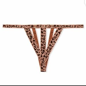 Victoria's Secret Leopard Gold Hardware Strappy Cut Out Ouvert Thong Panty